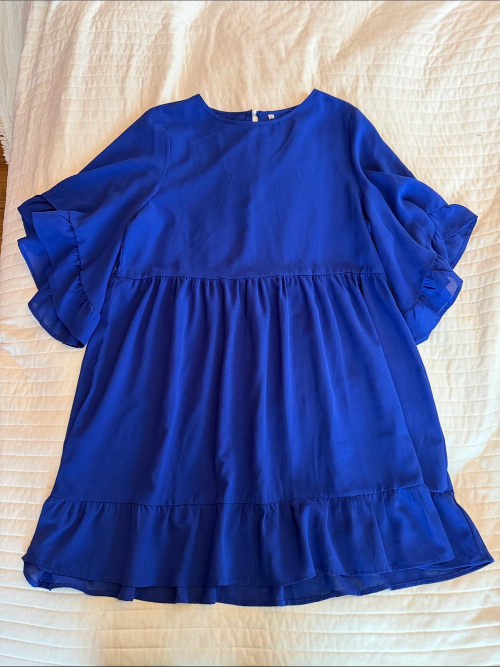 Blue Ruffle Sleeve Dress - Picture 2 of 5